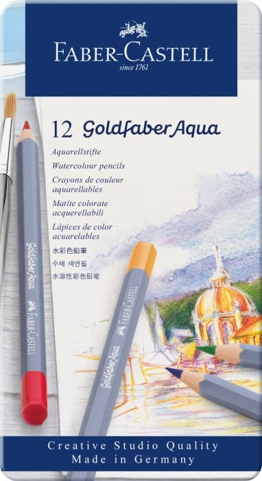 Faber-Castell Goldfaber Aqua pastelky 12 barev plech sada