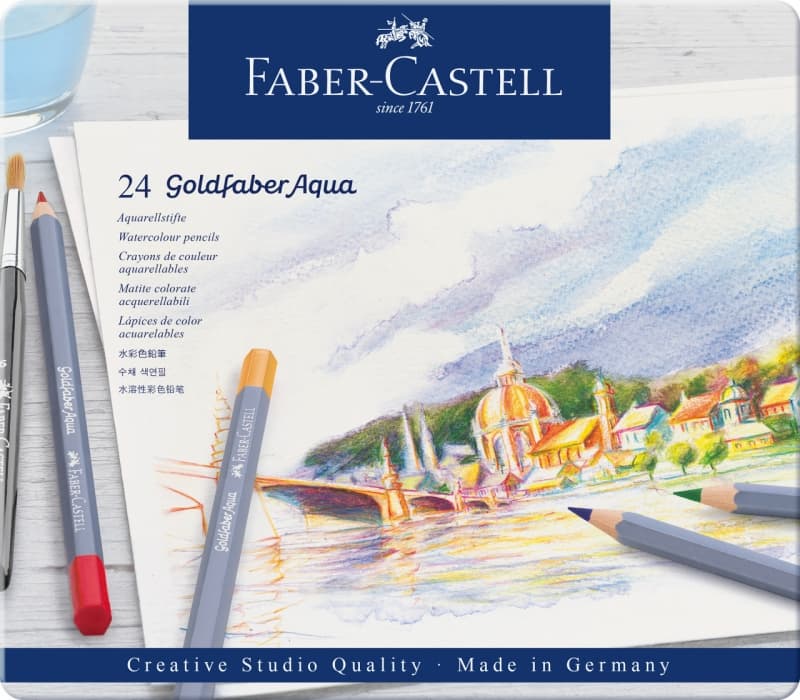 Faber-Castell Goldfaber Aqua sada 24 akvarelových pastelek plech