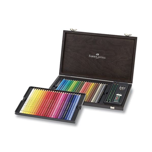 Faber-Castell Polychromos 48 pastelky dřevěná kazeta pro umělce