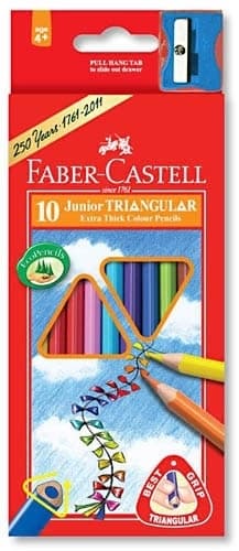 Faber-Castell trojhranné silné pastelky 10 barev s ořezávátkem