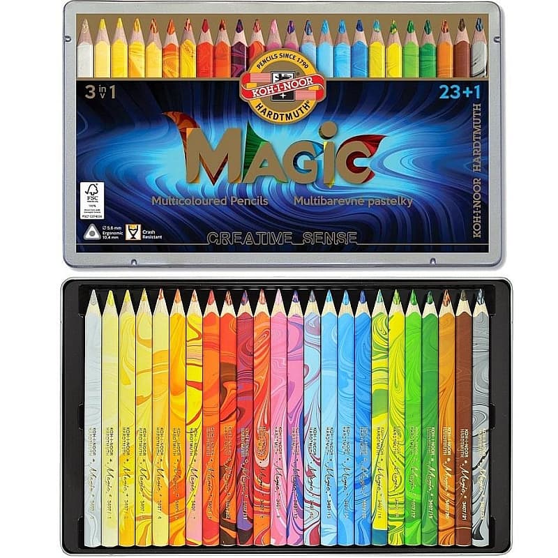Koh-i-Noor MAGIC sada 24 tříhranných silných vícebarevných pastelek