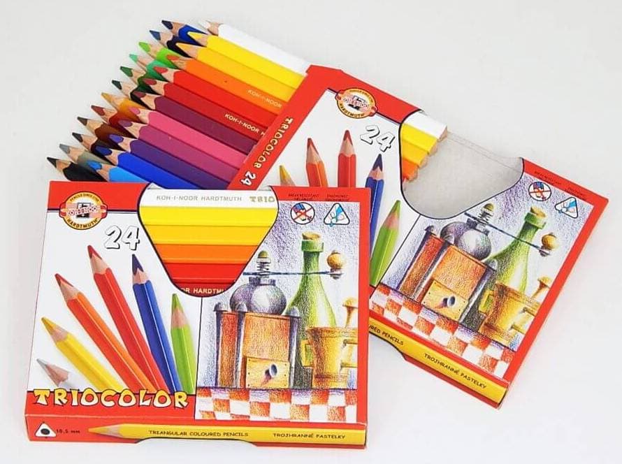 Koh-i-Noor TRIOCOLOR silné trojhranné pastelky 24 barev sada