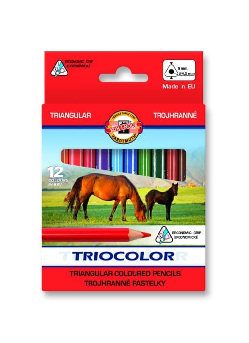 Krátké trojhranné pastelky Koh-I-Noor Triocolor 3142 12 barev