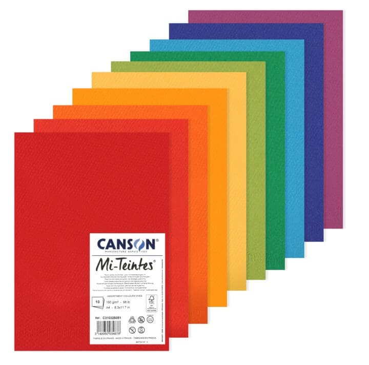 Canson Mi-Teintes A4 10 archů základní barvy 160g