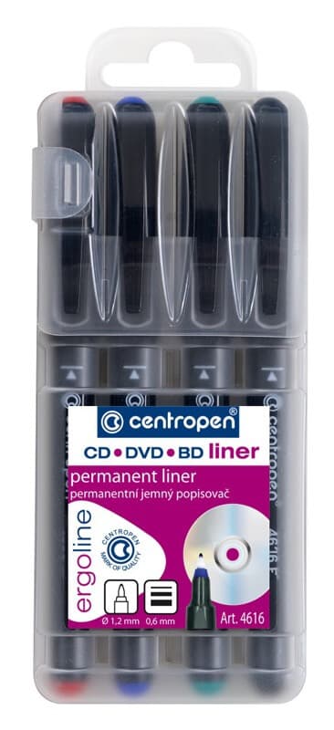 Centropen permanentní marker CD DVD BD 4 barvy 0,6mm