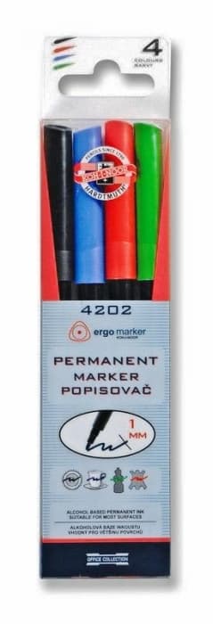Koh-i-Noor permanentní popisovače sada 4 barev 1 mm