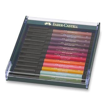 Faber-Castell PITT Artist Pen sada 12 hnědých barev