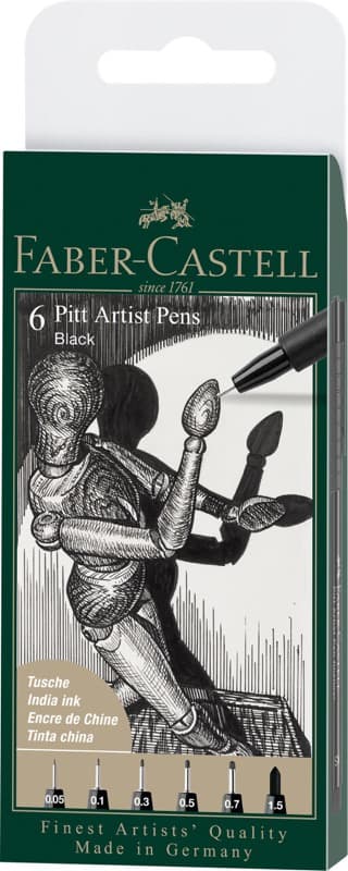 Faber-Castell Pitt Artist Pens sada 6 kusů černý inkoust