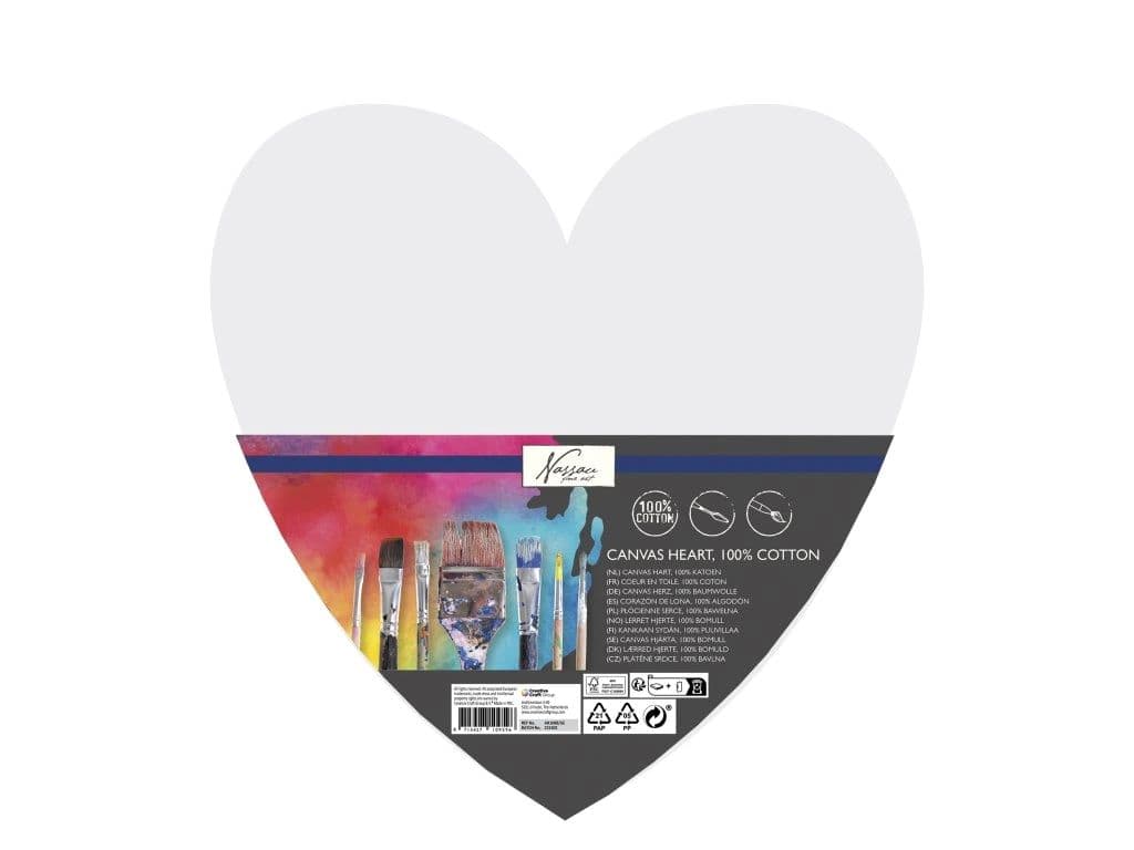 Nassau plátno srdce 29 cm šepsované bavlněné na rámu