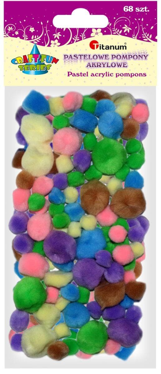 Titanum bambulky pompom pastelový mix 68 kusů scrapbooking