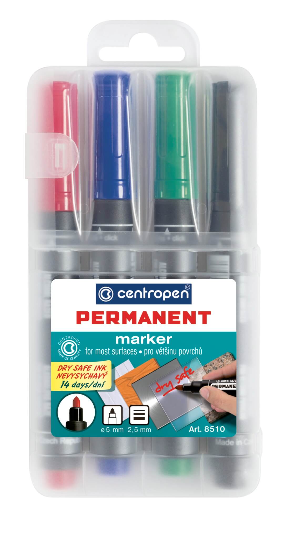 Centropen 8510 permanentní popisovač sada 4 barev 2,5 mm