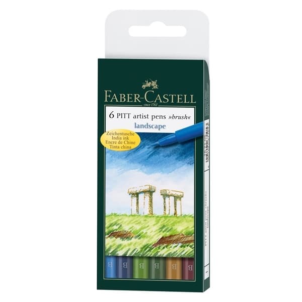 Faber-Castell Pitt Artist Pen štětcové popisovače sada Landscape 6ks