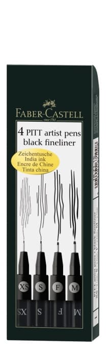 Faber-Castell Pitt Artist Pen sada 4 černých popisovačů