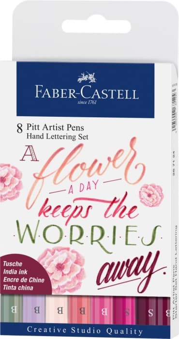 Faber-Castell Pitt Artist Pen Hand Lettering růžové barvy sada