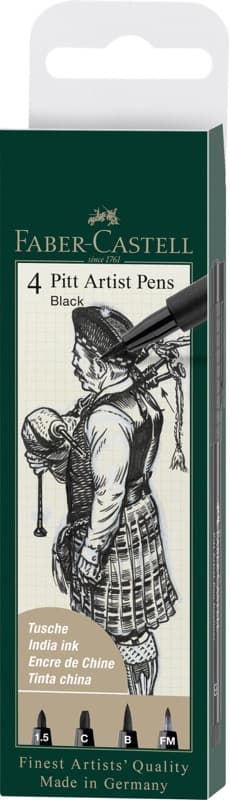 Faber-Castell Pitt Artist Pens sada 4 kusů černý inkoust