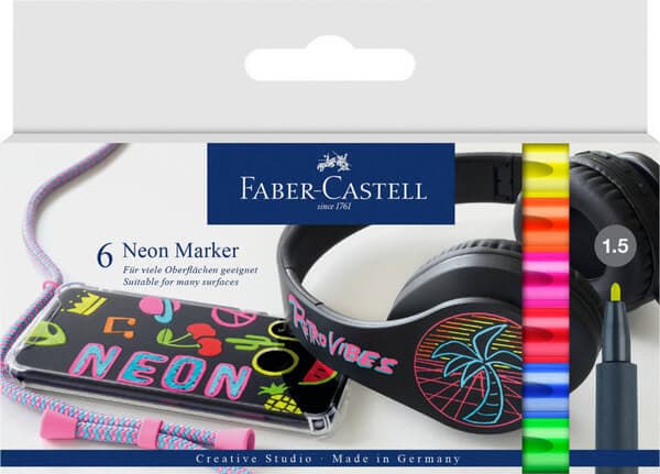 Faber-Castell Neon Marker popisovače 1,5 mm sada 6 ks