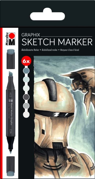 Marabu Sketch Marker Graphix Alpha Robot sada 6 popisovačů