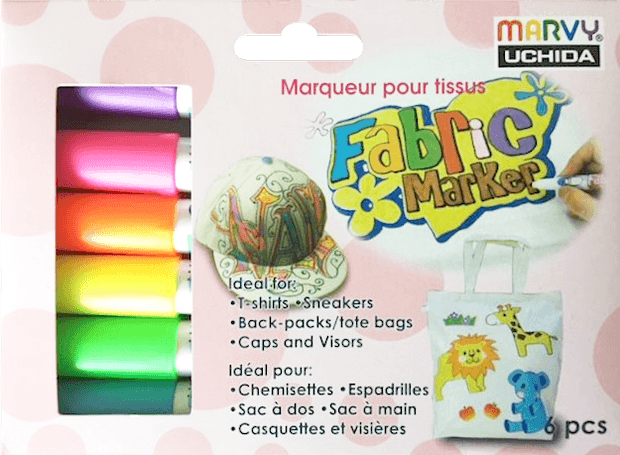 Marvy 560 fluorescenční popisovače na textil sada 6 kusů