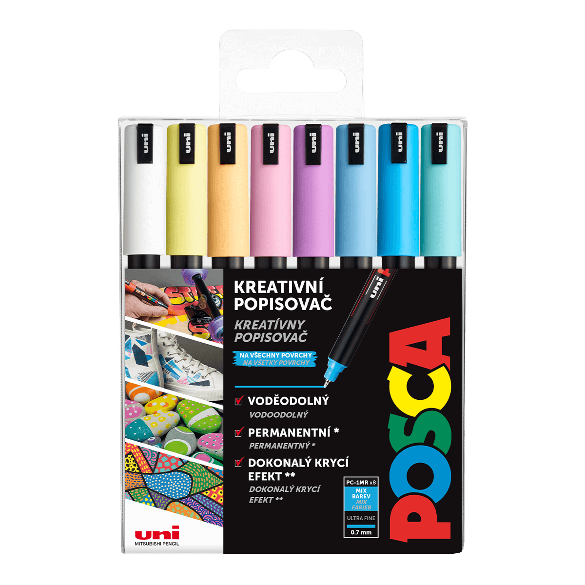 Uni Posca PC-1MR sada 8 pastelových popisovačů