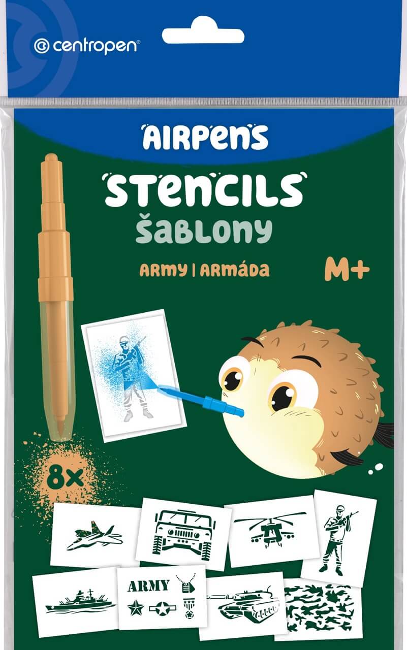 Centropen šablony k foukacím fixům set M+ army 8 ks