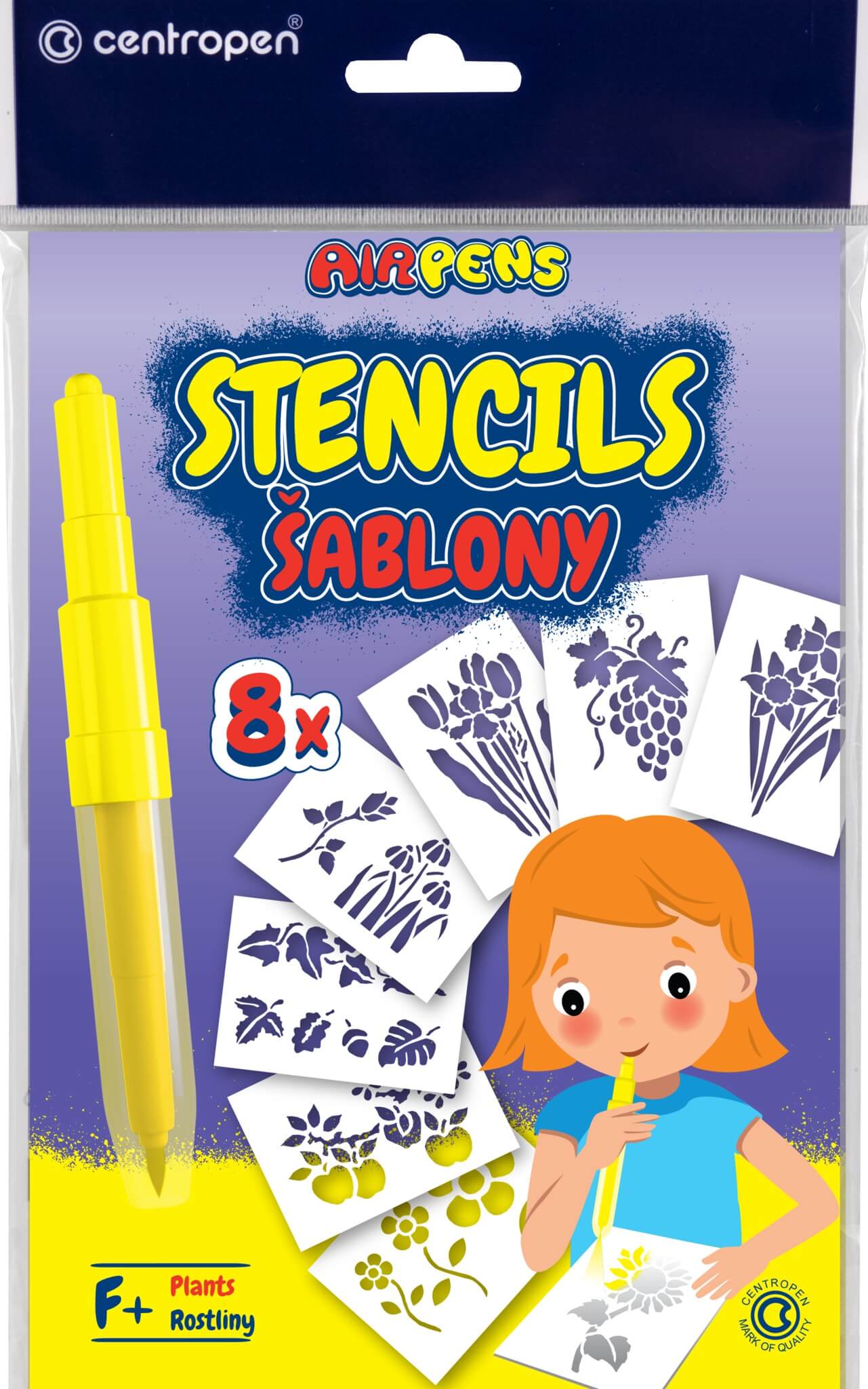 Centropen šablony k foukacím fixům set F+ květiny 8 ks