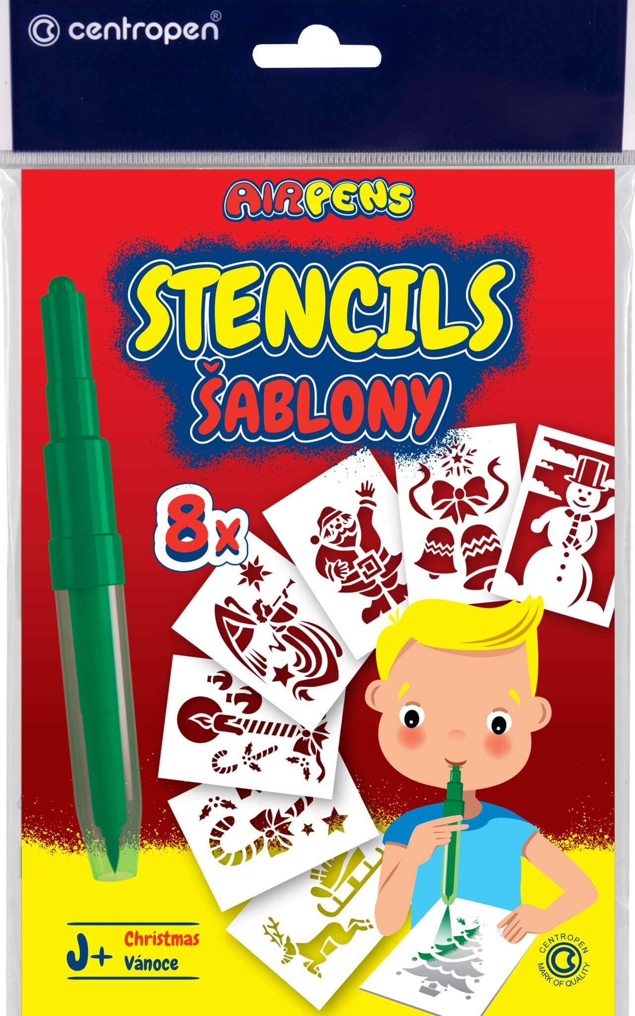 Centropen šablony k foukacím fixům set J+ Vánoce 9 ks