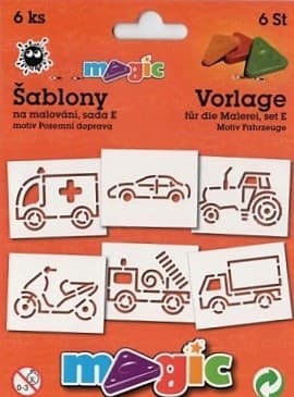 Magic šablony papírové sada pozemní doprava 6 kusů