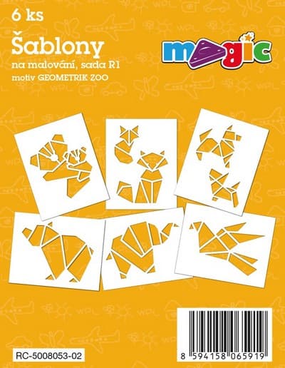 Magic šablony papírové Geometrik zoo sada 6 kusů