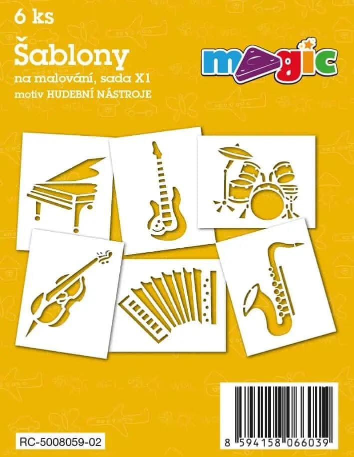 Magic šablony papírové hudební nástroje sada 6 kusů
