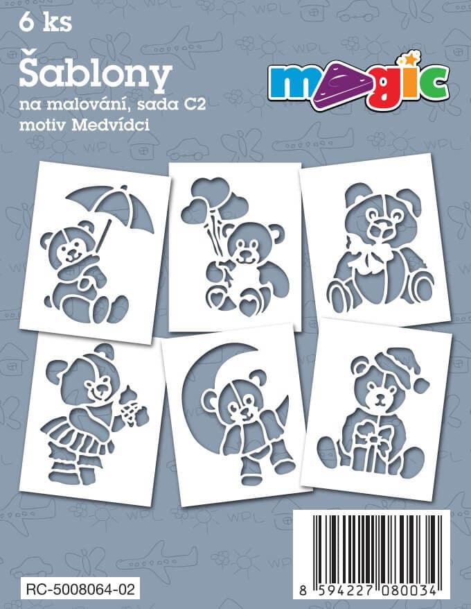 Magic šablony papírové sada C2 Medvídci 6 kusů