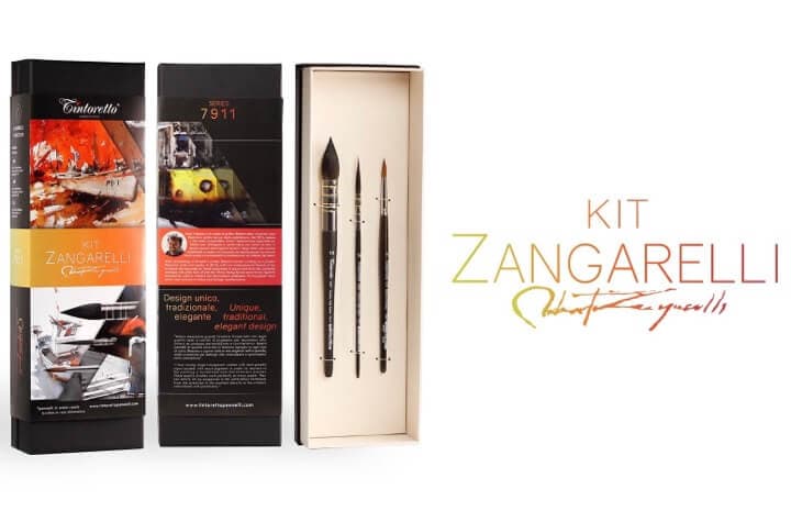 Tintoretto sada akvarelových štětců Kit Zangarelli čelní pohled