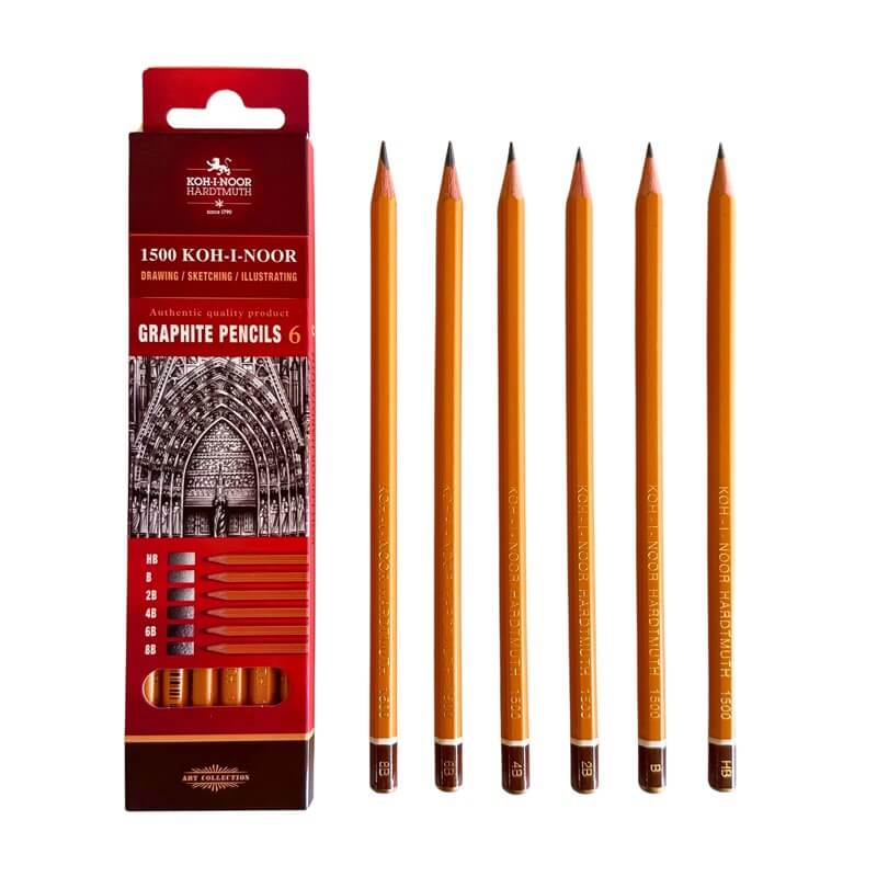 Sada 6 grafitových tužek Koh-i-Noor 1501 HB-8B