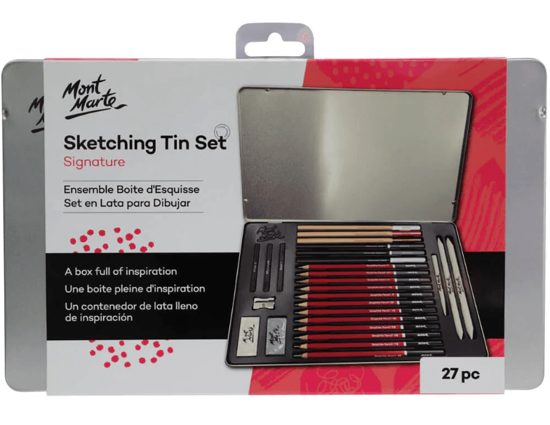 Mont Marte sada na skicování 27 ks plechový obal