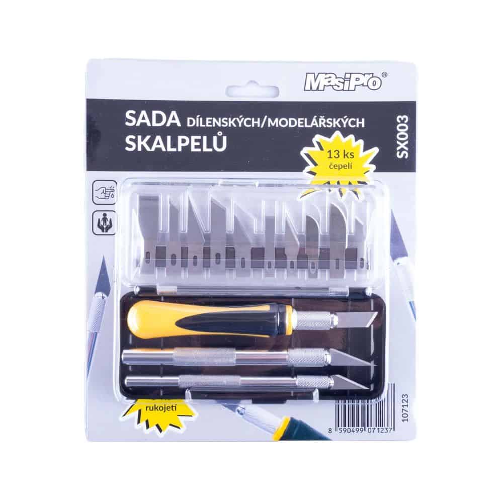 MasiPro SX003 sada skalpelů 3 rukojeti 13 čepelí