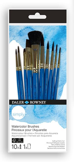 Daler-Rowney sada 10 akvarelových štětců přírodní syntetický vlas