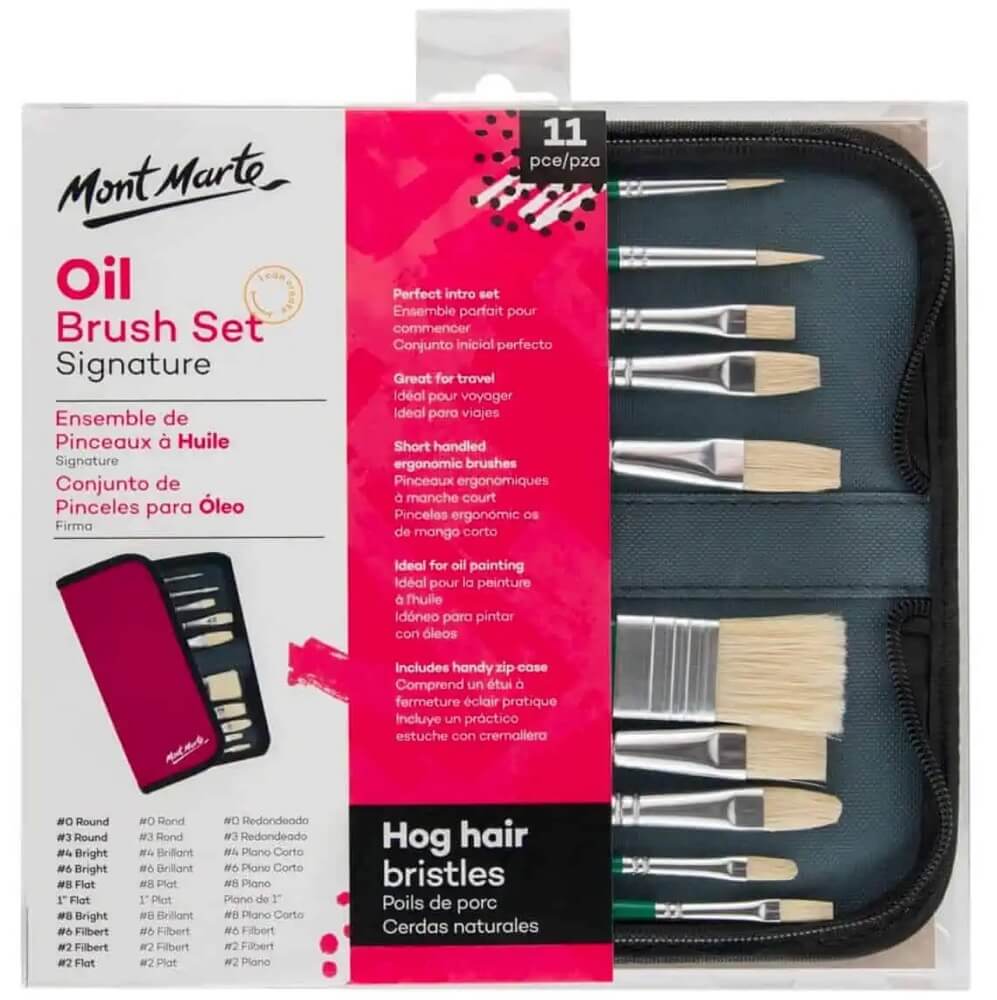 MontMarte sada štětců white bristle 10 ks pouzdro