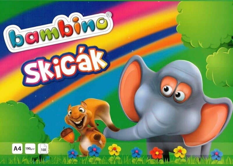 Skicák Bambino A4 bílý 190 g/m2 lepená vazba