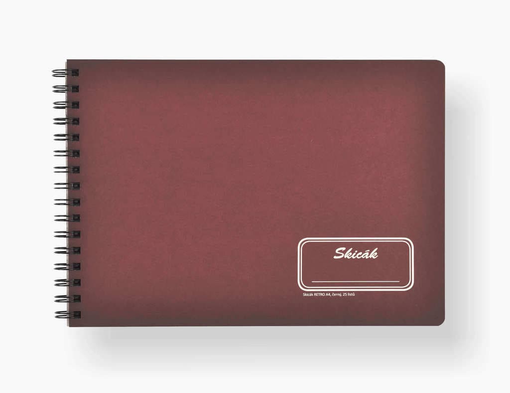 Bobo-Blok Retro skicák A4 černé listy kroužková vazba