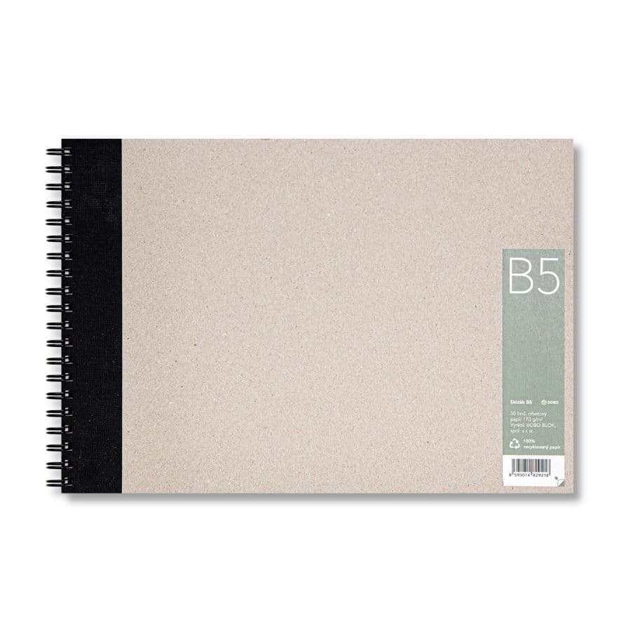 BOBO skicák recyklovaný papír Ecoline 170g B5 Twin Wire