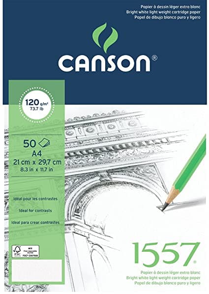 Skicák Canson 1557 A4 lepený blok 120g 50 listů