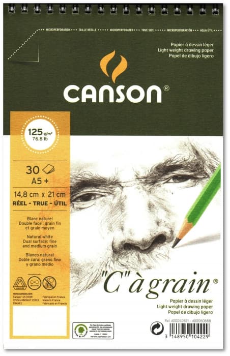 Canson Cagrain kroužkový skicák A5 125g 30 listů