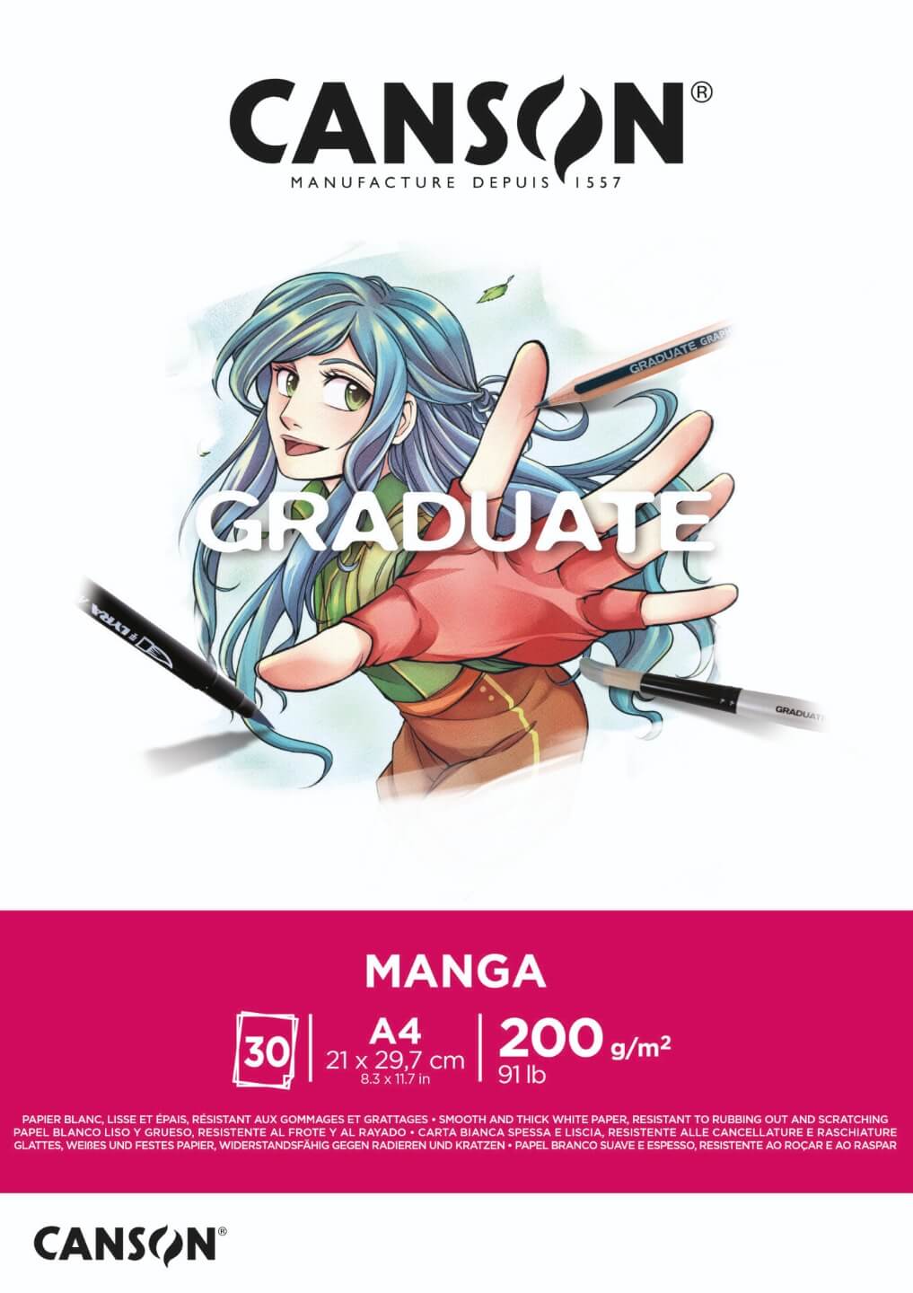 Canson Graduate Manga lepený blok A4 200g skicák