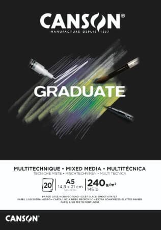 Canson Graduate Mix Media Black skicák A5 lepená vazba