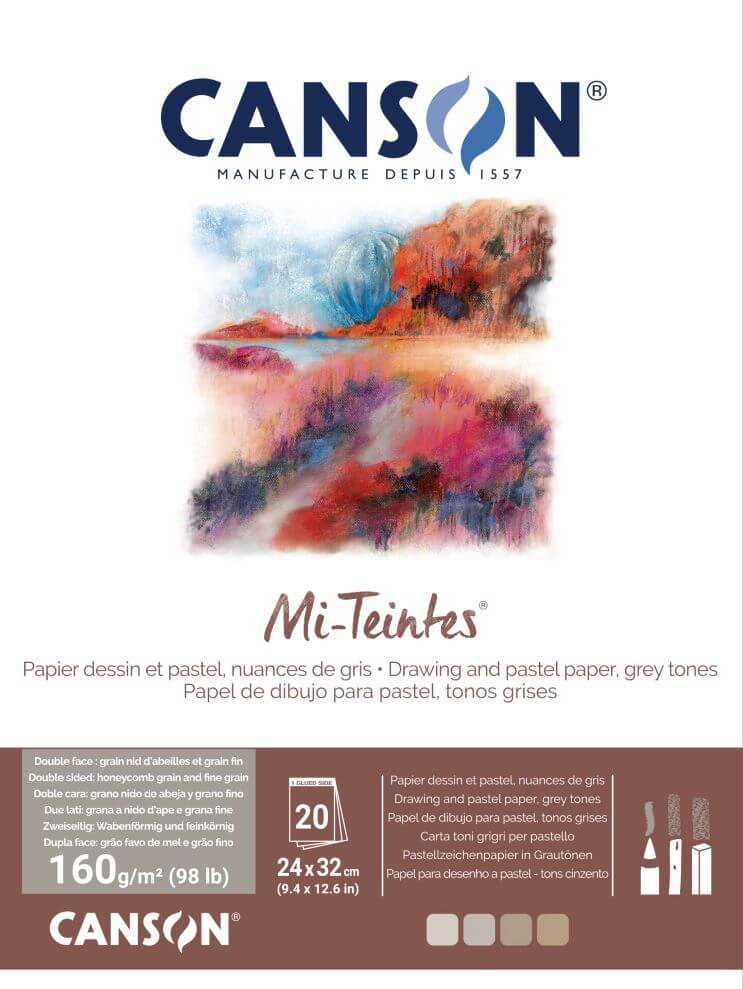 Canson Mi-Teintes blok šedé tóny 24x32 cm 160g