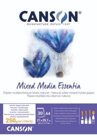 Canson Mixed Media Essentia blok A4 250g lepená vazba