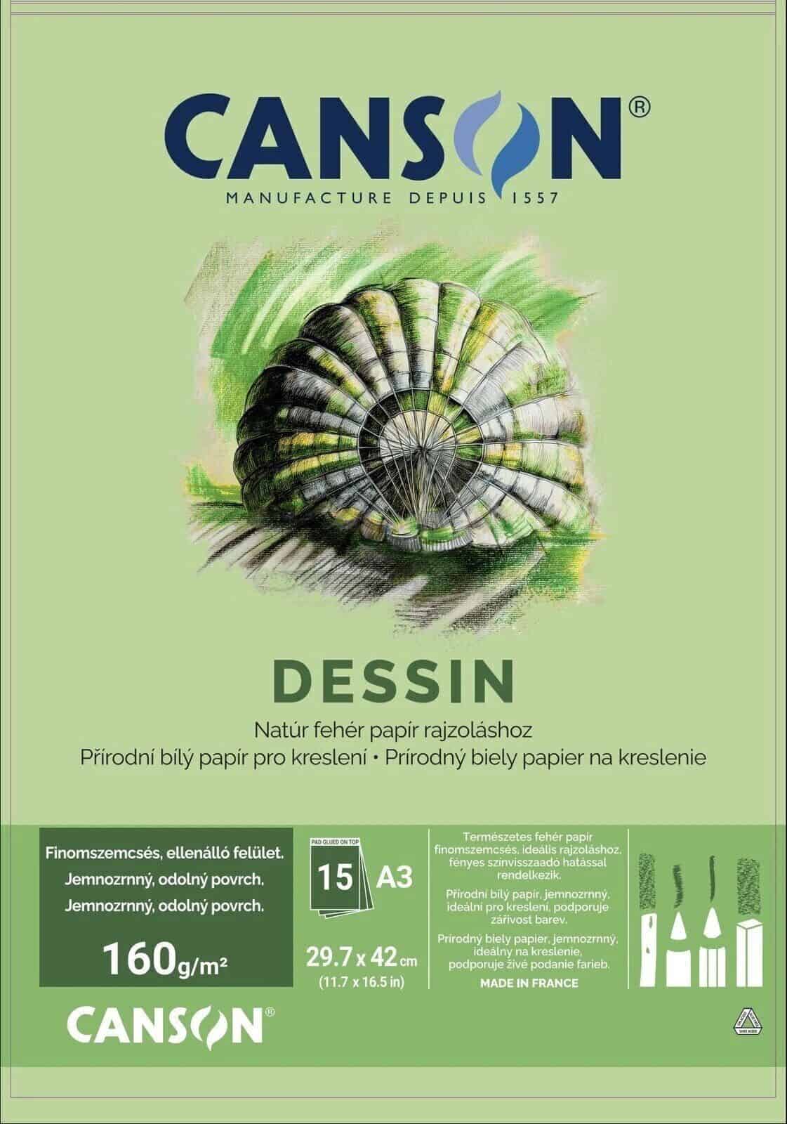 Canson Student Dessin blok A3 160g kreslicí papír bílý