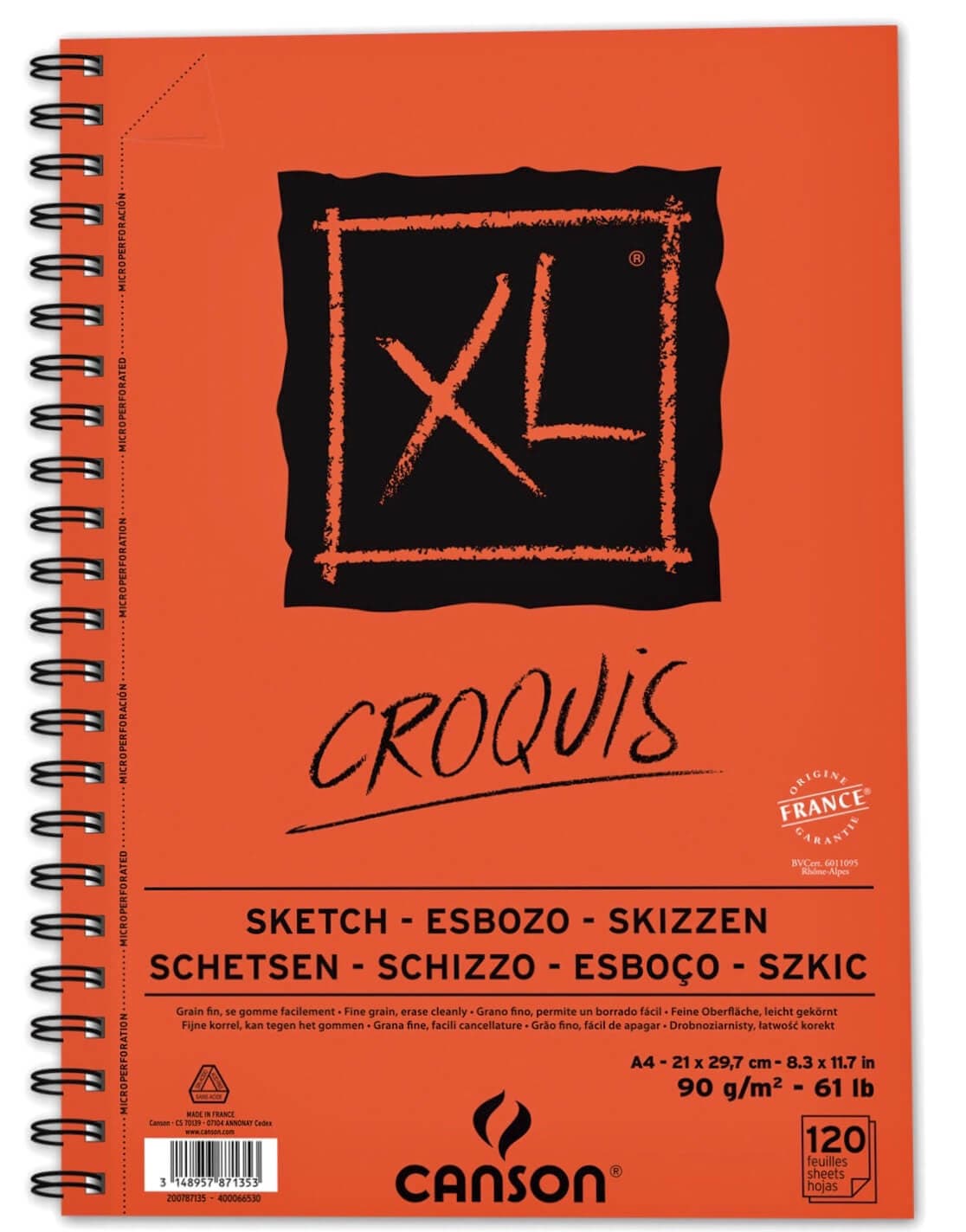 Canson XL Skicák A5 90g kroužková vazba 60 listů