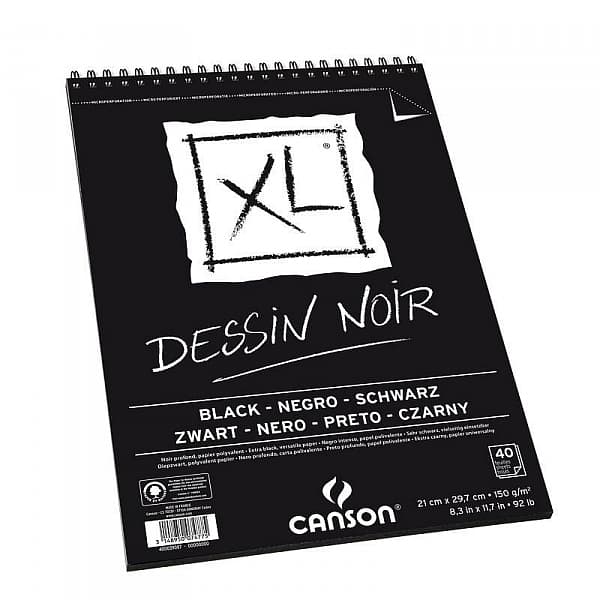 Canson XL Dessin NOIR blok černých papírů A4 kroužková vazba
