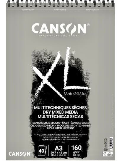Canson XL Dry Mixed Media Sand Grain šedý skicák A3