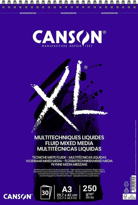 Canson XL Fluid Mix-Media skicák A3 250g kroužková vazba